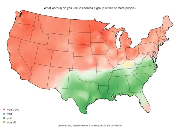 An examination of the different words that regions of the 