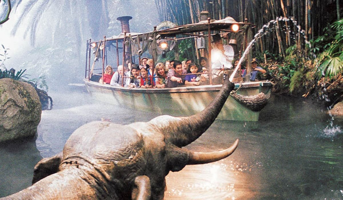 Jungle Cruise boat with elephants
