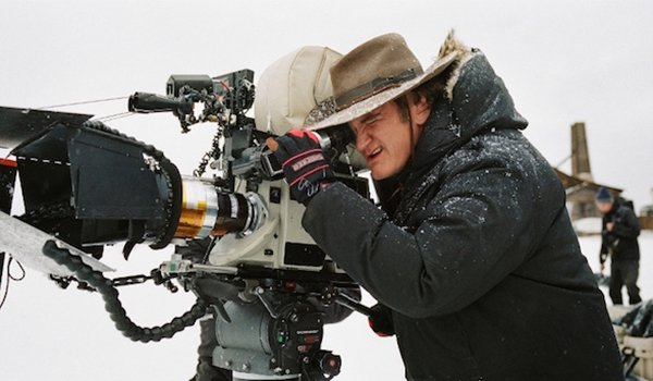 Quentin Tarantino looking through the camera on The Hateful Eight