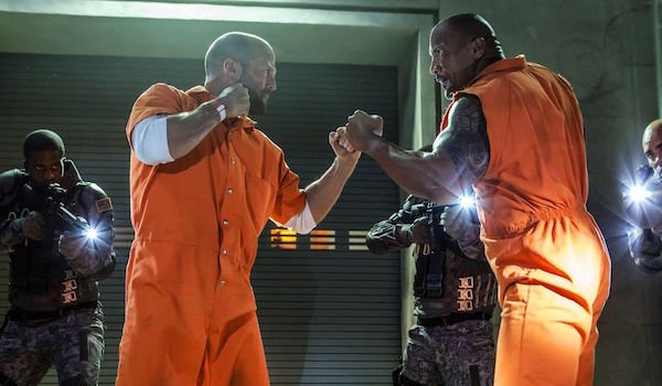 Hobbs and Shaw in The Fate of the Furious