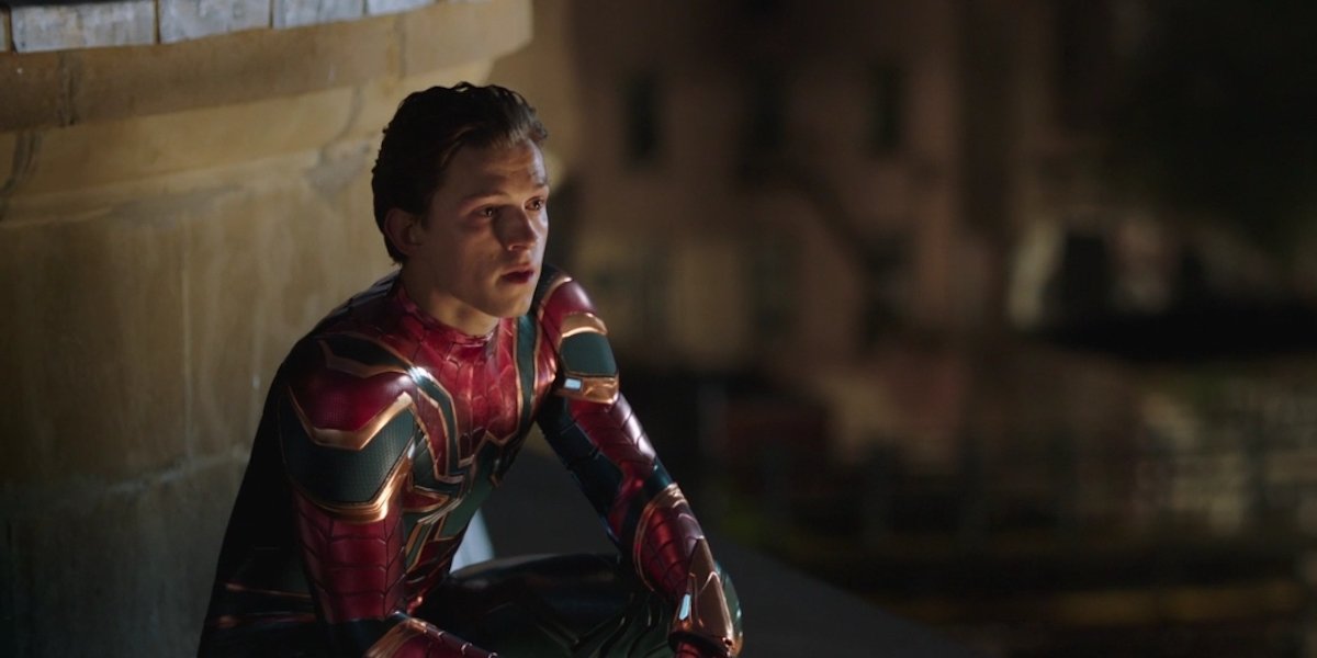 Sad Tom Holland in spider-Man: Far From home
