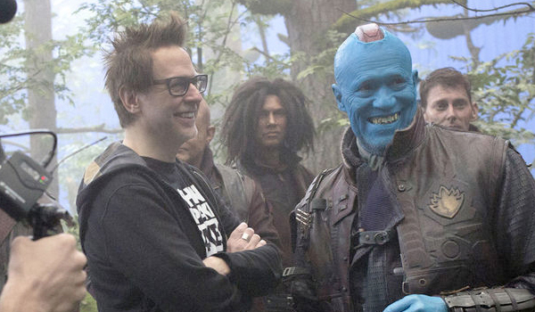 James Gunn and Michael Rooker on the set of Guardians of the Galaxy, Vol. 2