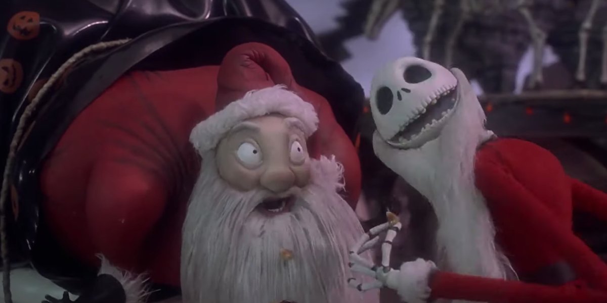Jack Skellington meets Santa Claus in The Nightmare Before Christmas