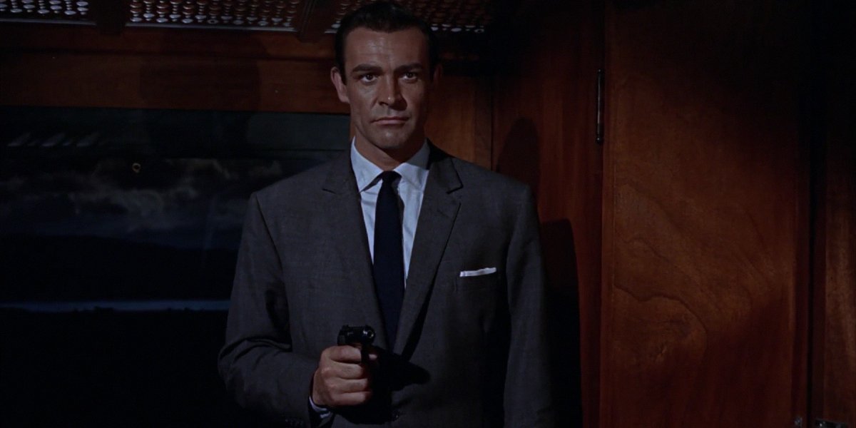 From Russia With Love Sean Connery aims his gun in a train cabin