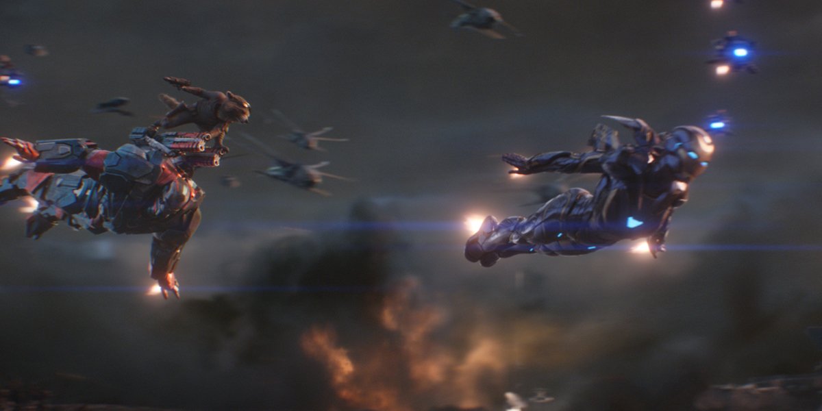 Avengers: Endgame War Machine Rocket and Rescue fly