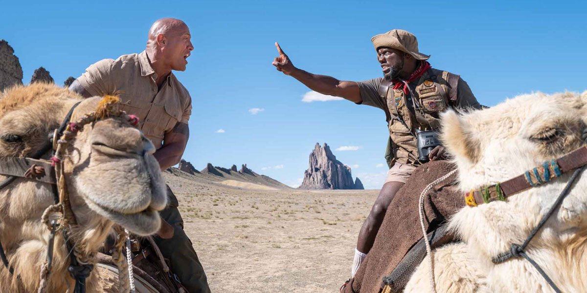 The Rock and Kevin Hart messing around on set of Jumanji: The Next Level.