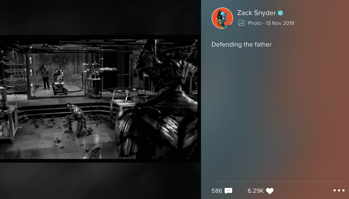 Cyborg defending his father