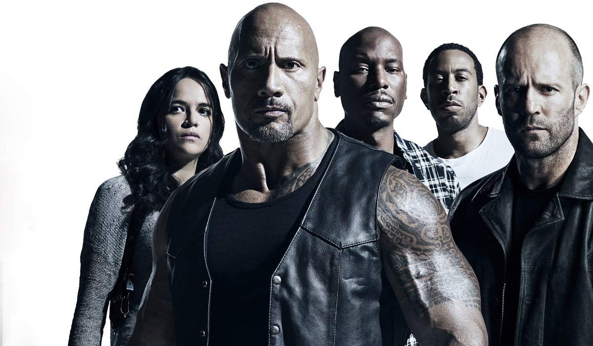 Tyrese Gibson behind Dwayne Johnson in Fate of the Furious promo