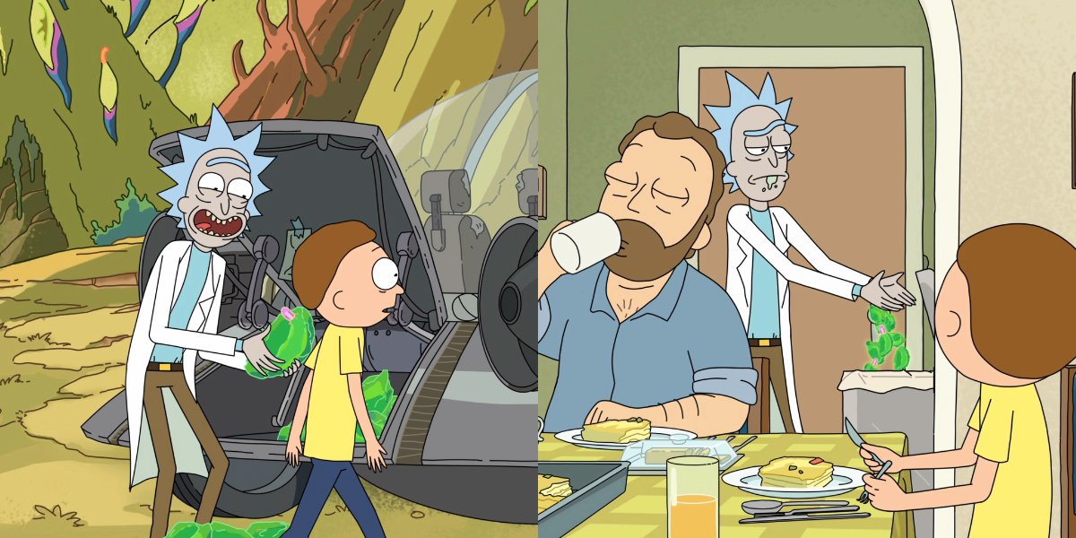 Rick y Morty Rick con rocas parásitas