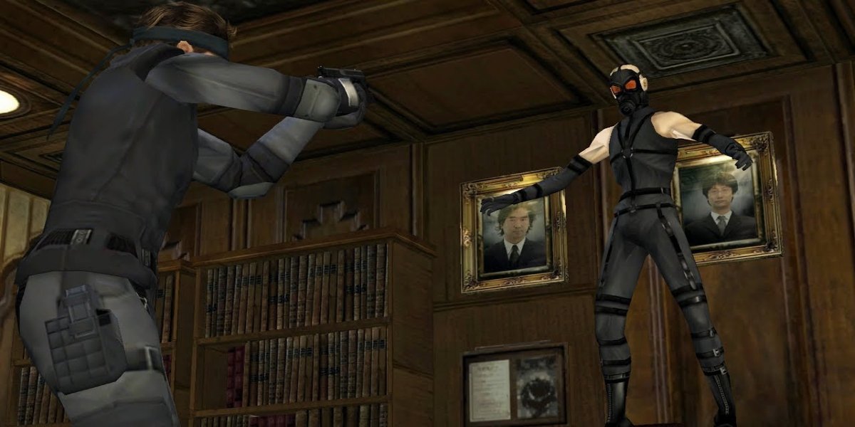 Solid Snake enfrentando Psycho Mantis em Metal Gear Solid: Twin Snakes