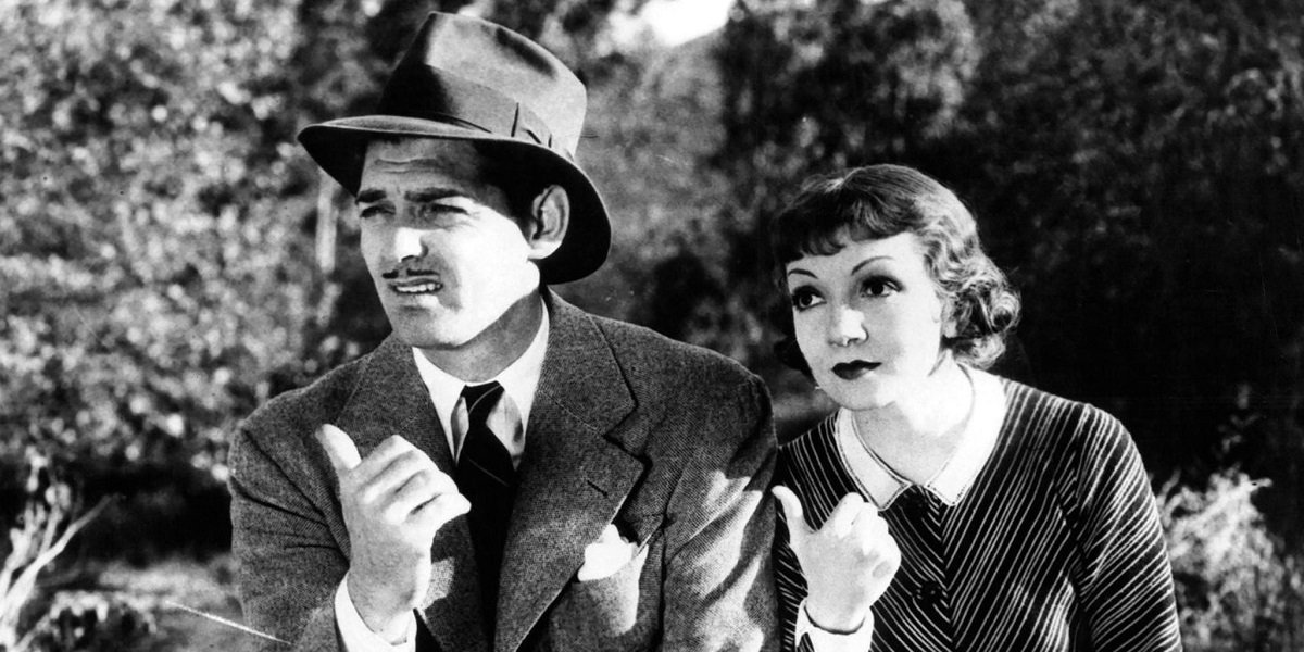Clarke Gable and Claudette Colbert in  It Happened One Night