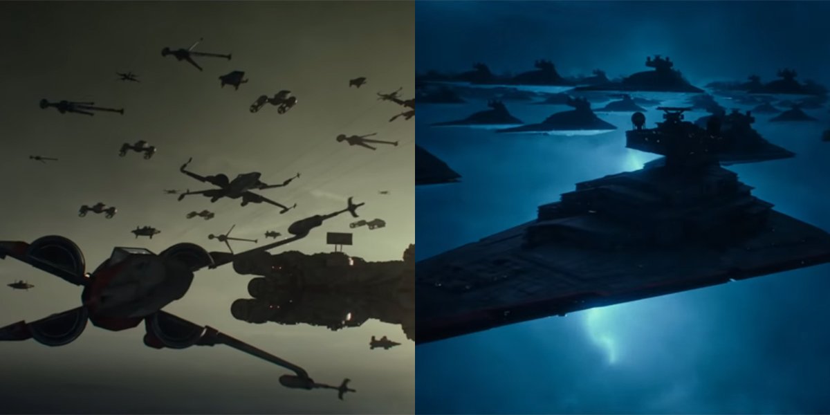 The Resistance facing off with Star Destroyers