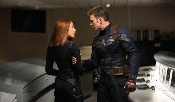 Black Widow and Captain America in Captain America: The Winter Soldier